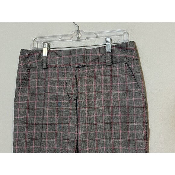 ADIDAS GOLF Women’s Embroidered Mid Rise Plaid Bermuda Pink Gray Shorts sz 10 - Picture 3 of 13